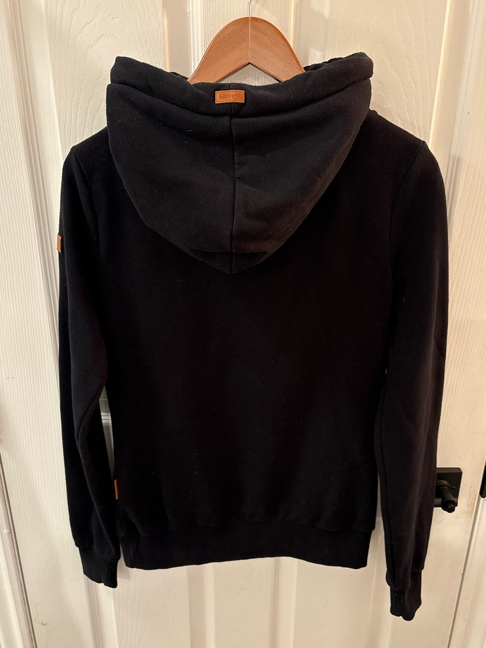 Black Funnel Neck Pullover Sweater with Drawcord - Picture 2 of 3